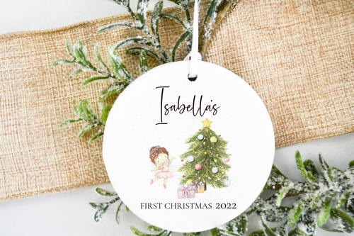 Personalised Baby Girl 1st Christmas Ballerina Decoration