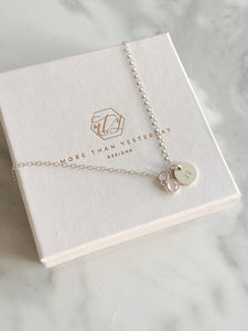 Rose Quartz Initials Necklace