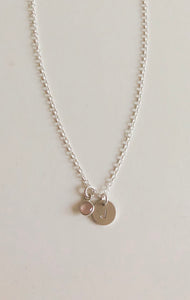 Rose Quartz Initials Necklace