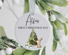 Load image into Gallery viewer, Personalised Baby&#39;s 1st Christmas Ceramic Decoration